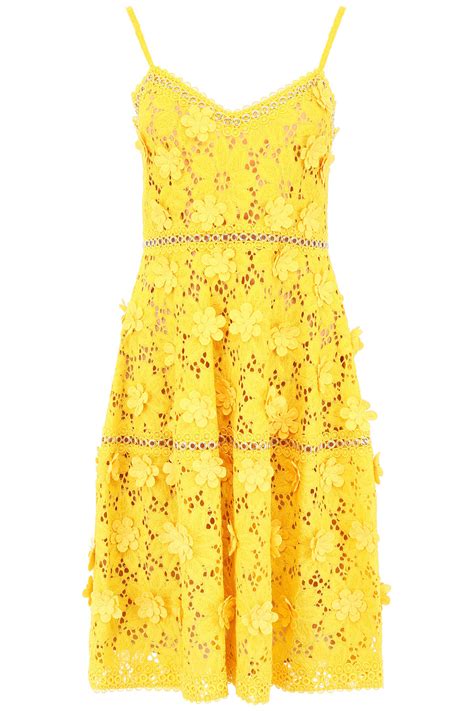 michael kors yellow lace dress|Michael Kors georgette dress.